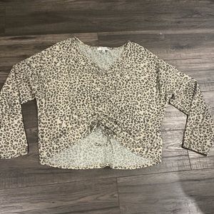 Ruched Leopard Sweater